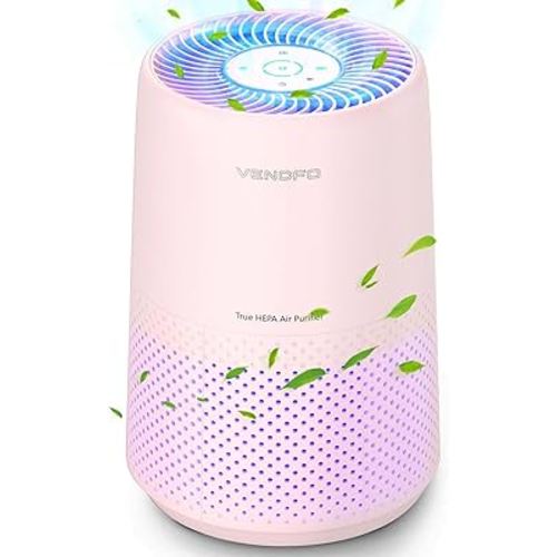Air Purifiers for Bedroom, H13 HEPA Air Purifiers - 24dB Ultra-Quiet Sleep Mode, 360° Outlet Air Cleaner, 99.97% Particle Capture - Perfect for Home, Pets,VF10 (Cream Pink)