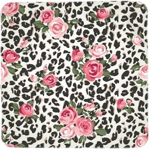 Leopard Print Baby Stuff Newborn Swaddle Blanket Soft & Cozy Rose Flower Receiving Baby Blankets Swaddle Wrap Gift for Baby Boys and Girls