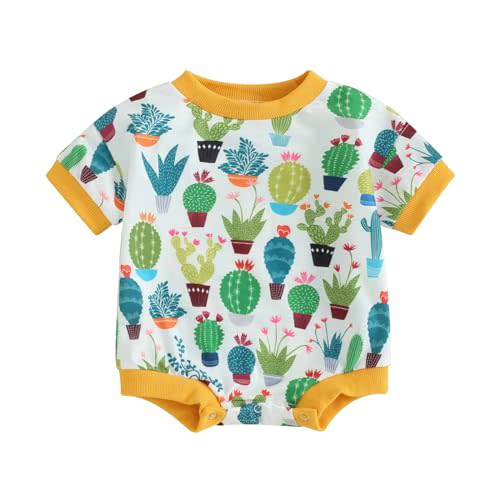 Kayotuas Western Baby Boy Girl Clothes Cow Print Bubble Romper Oversized Short Sleeve Tshirt Bodysuit Infant Summer Outfits