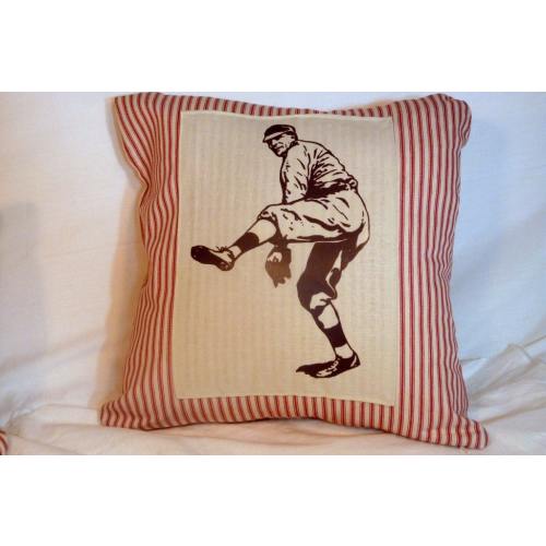 Baseball Pillow, Vintage Baseball player, Boys room decor, Sports pillow cover