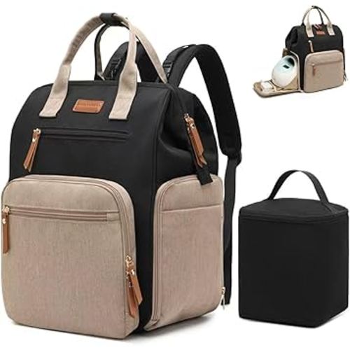 Qualyphant Extra Large Breast Pump Bag with Cooler Bag | Fit for Spectra S1 S2 Momcozy Medela | Pumping Bags for Work Moms | Dual-Deck Design & Convertible | Diaper Backpack for Travel