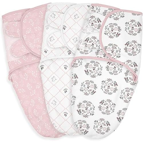 Baby Swaddle Sacks, 3-Pack Newborn Organic Cotton Swaddle Wrap, Adjustable Swaddling Blankets, Nursery Swaddling Essentials for Newborn 0-3 Months, Infant Shower Items Gift (Birds & Branches)