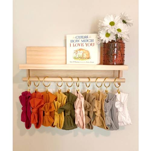 Girls Bow Holder, Girls Headband Shelf, Boho Nursery, Nursery, Baby Girl, Grandmillenial, Baby Shower Gift, Bow Storage,Nursery Organization