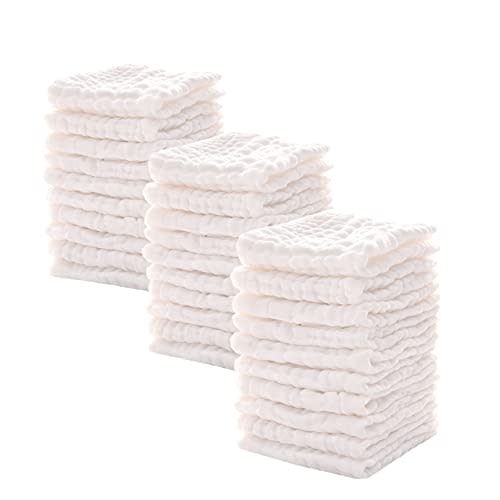 VIVANA Baby Muslin Washcloths -6 Layer Soft Absorbent Face Towel - Natural Newborn Wipes for Delicate Skin - Baby Registry as Shower