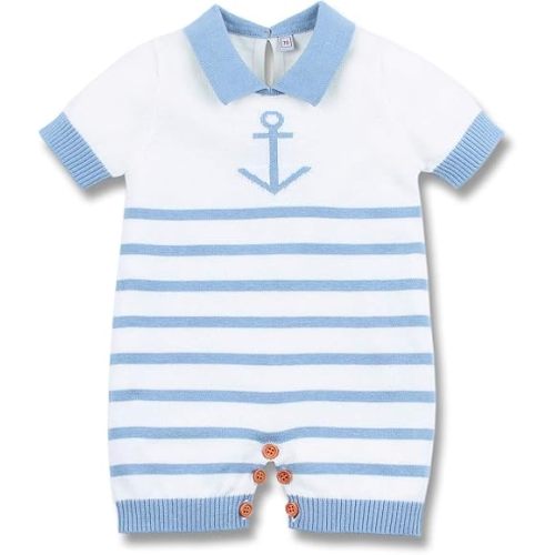 mimixiong Nautical Baby Boy Romper Adorable Toddler Navy Bodysuit Short Sleeve Cotton Clothing