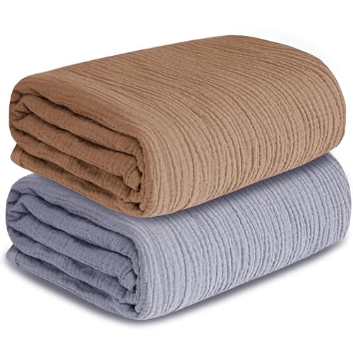 Muslin Swaddle Blankets for Newborn, 2 Pack Breathable Soft Receiving Blanket, Large 41 x 41 inches Swaddle Wrap Burping Clothes, Essentials Infant Shower Items. (Gray & Coffee)