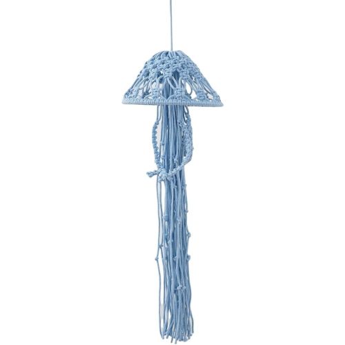 Jellyfish Wall Hanging, Art Decor Handmade Woven Boho Ornament Ocean Fish Wall Tapestry Macrame Hanger, for Office Bedroom Apartment Living Room Nursery Gallery (Blue)
