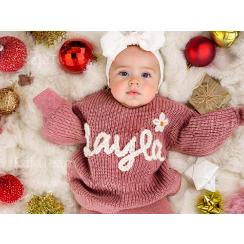 Personalized Baby Name Sweater for Newborns, Ideal for Baby Showers!