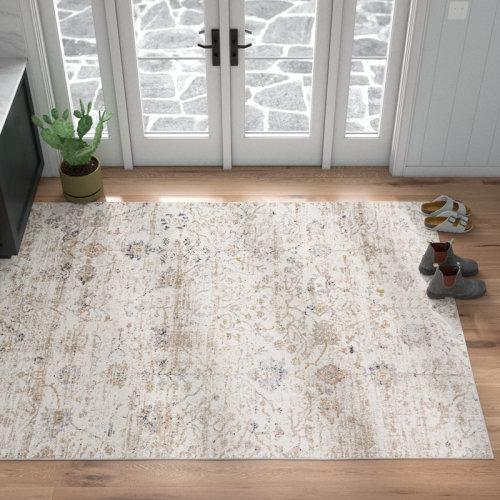 Langley Street® Benfield Beige Machine Washable Area Rug & Reviews | Wayfair