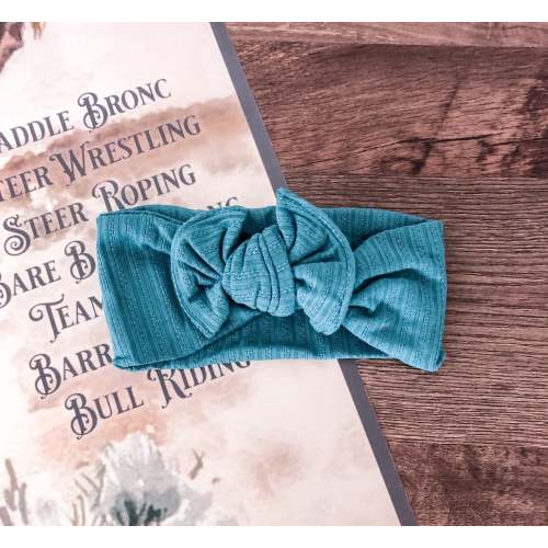 Steel Blue Knit Headband Bow