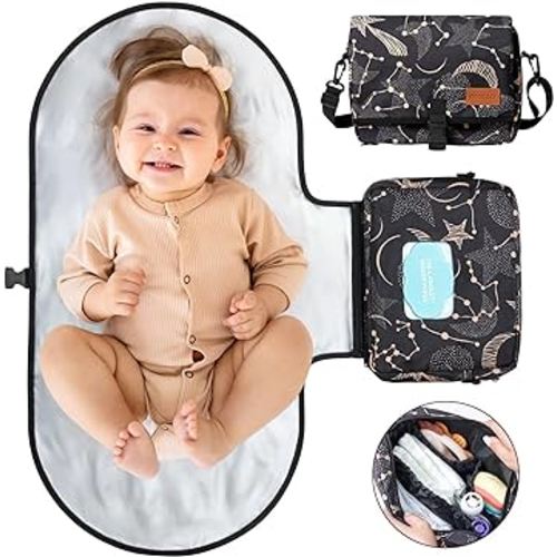 Momcozy 2-in-1 Diaper Changing Pad - Extra-Large Portable Diaper Pad 31.4x15.7 inch - Waterproof and Foldable for Newborns to Toddlers - Also Used As Adjustable Shoulder Bag with Wipes Pocket