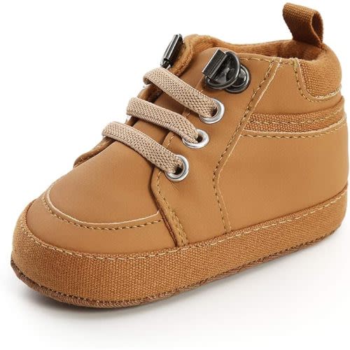 SOFMUO Baby Boys Girls High Top Ankle PU Leather Sneakers Soft Rubber Sole Infant Moccasins Newborn Oxford Loafers Anti-Slip Toddler Wedding Uniform Dress Shoes