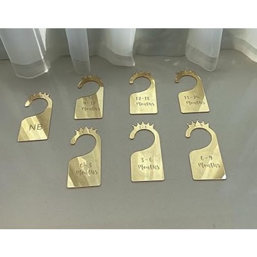Baby Closet Dividers,Set of 7 Acrylic Mirror Baby Clothes Organizers for Wardrobe Closet Home Nursery from Newborn to 24 Months (Gold Mirror, Model 2)