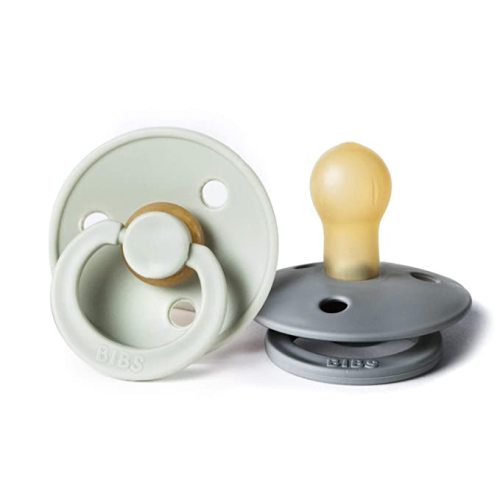 BIBS BPA-Free Natural Rubber Baby Pacifier | Made in Denmark (Sage/Smoke, 0-6 Months) 2-Pack - 0-6 Month (Pack of 2)