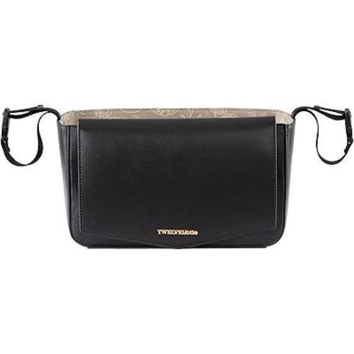 TWELVElittle Stroller Organizer Peek A Boo Stroller Caddy 2.0, Travel caddy with Wipes Case in Vegan Leather, Black