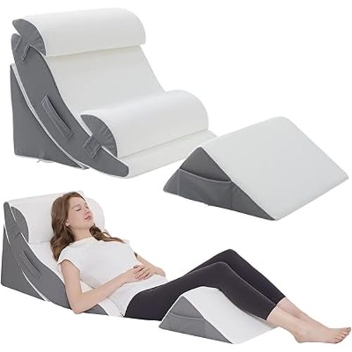 Wedge Pillow Set for After Surgery – 5PCS Orthopedic Bed Wedge Pillow Set for Sleeping, Body, Back and Leg Pain Relief Comfortable & Adjustable Support Pillows-Anti Snoring (Grey)