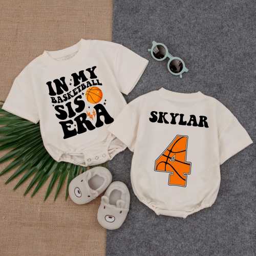 In my Basketball Sister Era Bubble Romper, Game Day Baby Clothes, Gameday Outfit, Baby Clothes, Short Sleeve Romper, Newborn Clothes