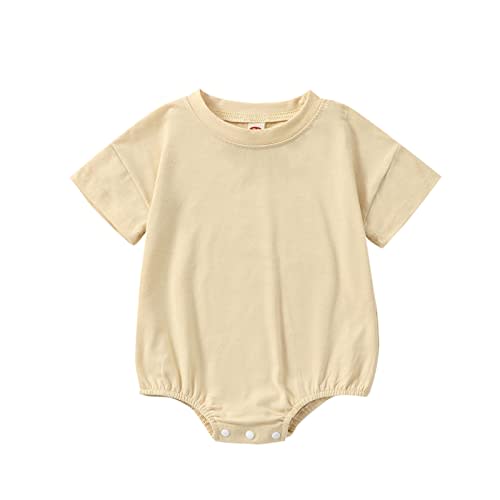 Merqwadd Baby Boy Girl Bubble Romper Infant Oversize Plain Crewneck T-Shirt Bodysuit Tops