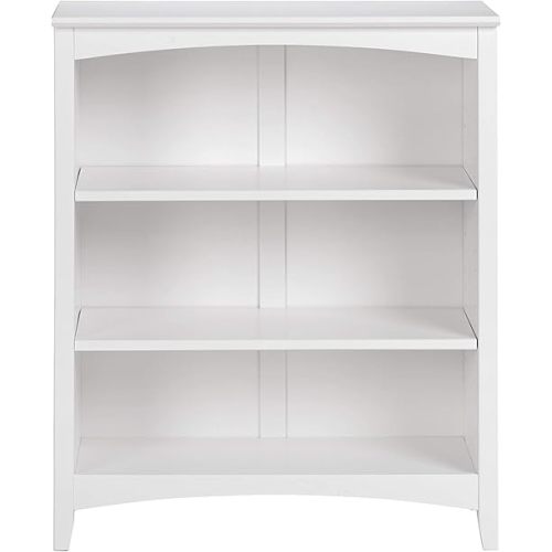 Shaker Style 3 Shelf Bookcase / Solid Wood / 36" High / Adjustable Shelving / Closed Back / Display Bookshelf for Living Room, Bedroom, Home and Office, White