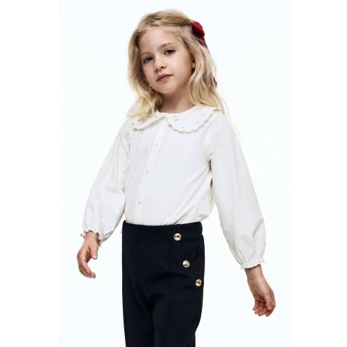 EMBROIDERED BLOUSE WITH PETER PAN COLLAR