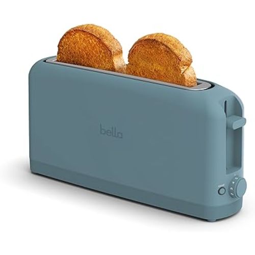 bella 2 Slice Slim Toaster, Fits-anywhere™ Kitchenware, 6 Setting Shade Control with Reheat & Cancel Buttons, Fits sourdough, 10” Long Slot, Anti Jam & Auto Shutoff, 900 Watt, Surf