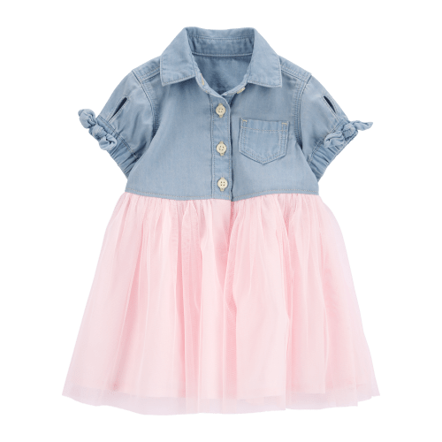 Baby Denim Shirt Dress With Tulle Skirt - OshKosh | Carter's