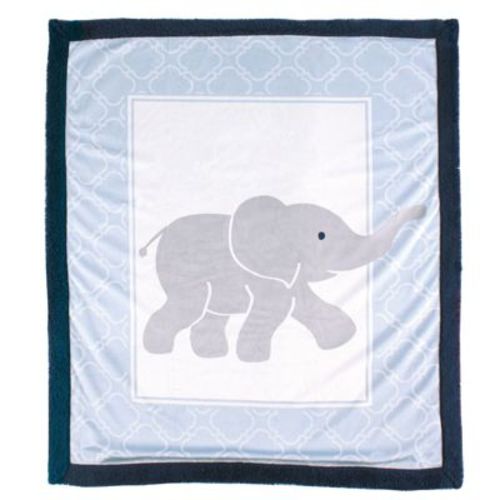 Luvable Friends Baby Boy Plush Blanket With Faux Shearling Back, Elephant, One Size