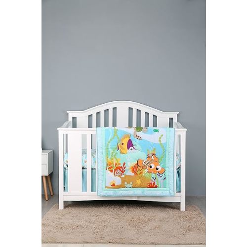 7 PCs Ocean Theme Nursery Crib Bedding Set Baby Boy Ocean Fish Turtle Cot Bedding Set