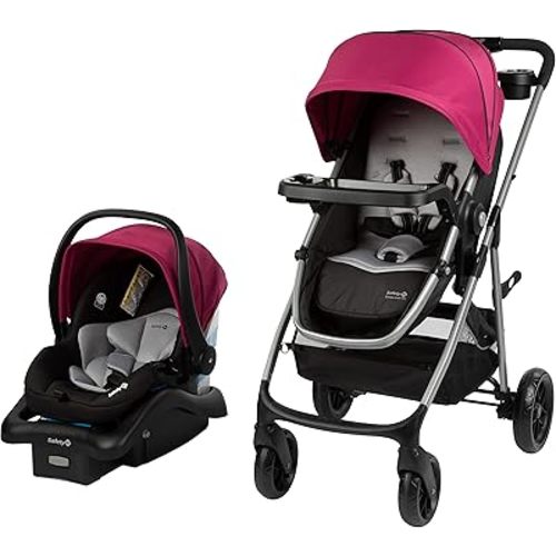 Safety 1st Grow and Go Flex 8-in-1 Car Seat Stroller Combo, Baby Stroller Travel Systems for Infants 4-30 lbs, Stroller and Carseat Combo Set, Orchid Bloom