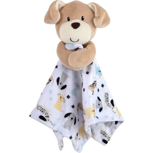 Minky Animal Snuggler Lovey Blanket for Kids, Babies, Boys, Girls, Gender Neutral Security Blanket with Stuffed Animal (Perky Puppy Pal)