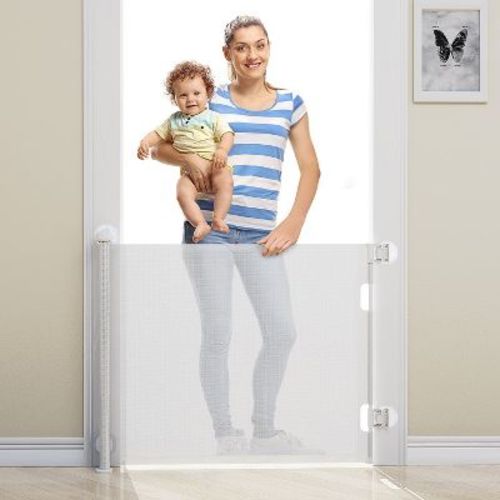 BabyBond Retractable Baby Gate for Stair and Doorway, 33" Tall, Extends up to 71" Wide,Hardware Mounting Kit, White