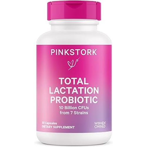 Pink Stork Lactation Probiotic - 10 Billion CFUs Multi Strain Postnatal Probiotics for Breastfeeding Women - Support Breast Milk & Gut Health, Postpartum Essentials, 30 Capsules