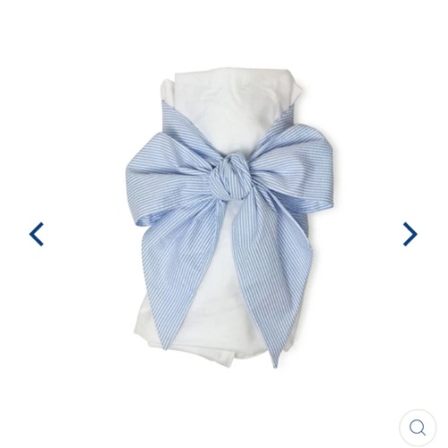 Bow Swaddle ® - Breakers Blue Seersucker
