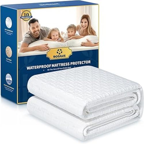 Premium 100% Waterproof King Mattress Protector Breathable Cooling 3D Air Fabric Cover Smooth Soft Hypoallergenic Noiseless Bed Cover Machine Washable Vinyl Free, 8-21'' Deep Pocket