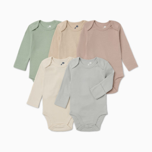 5 Pack Long Sleeve Solid Bodysuits - Dusty Neutrals