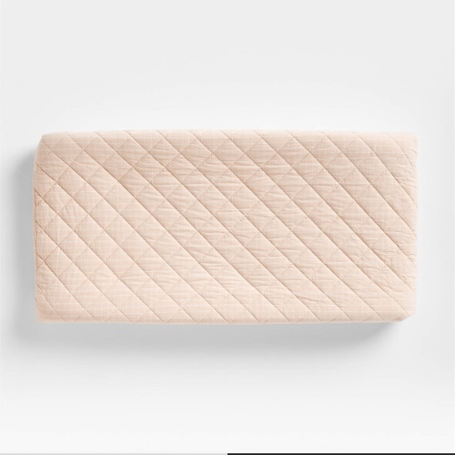 Stax Mini Grid Elegant Pink Yarn-Dyed Organic Cotton Baby Changing Pad Cover