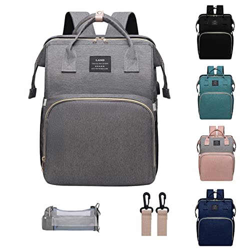 ANWTOTU Diaper Bag Backpack, Diaper Bag with Changing Station Diaper Bag, Large Capacity, 900d Excellent Oxford(Grey)