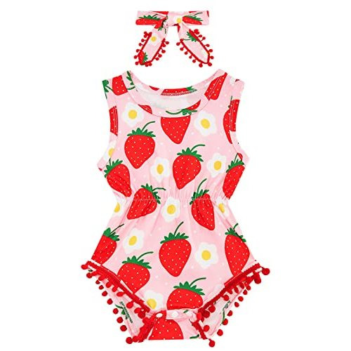 BFUSTYLE Baby Girl Clothes 0-24 Months Outfit Sleeveless Infant Romper Bodysuit with Headband