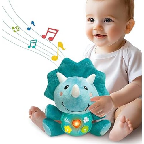 iPlay, iLearn Baby Dinosaur Musical Toys, Newborn Boys Gift, Soft Dino Plush Stuffed Animal, Infant Light Music Time, 1st Easter Basket Shower Stuffers for 0 1 2 3 6 9 12 18 Month 1-3 Yrs Toddler Girl