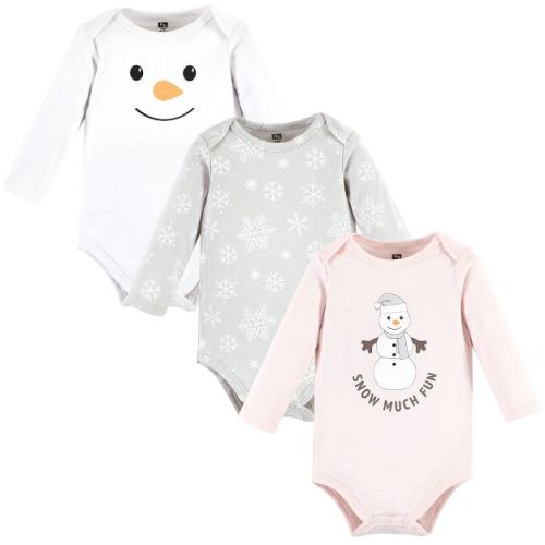 Hudson Baby Infant Girl Cotton Long-Sleeve Bodysuits, Snow Much Fun, 9-12 Months