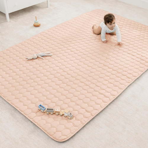 Comfy Cubs Play Mat, Rectangle (Large) 60” x 96” for Kids & Toddler, Non-Slip Bottom - Blush