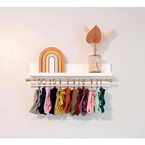 Bow holder for girl, Headband Holder with 1, 2, 3 or 4 Rods, Clothes Rack, Wooden Nursery Shelf, Baby Shower Gift, Floating Shelf