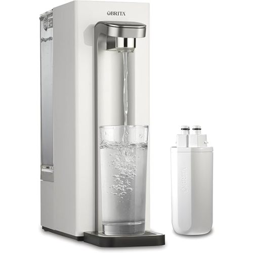 Brita Hub Compact Instant Powerful Countertop Water Filter System, Reduces 70+ Contaminants, 9 Cup Water Reservoir, Includes 6 Month Carbon Block Filter, White, 87344