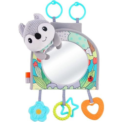 Koty Infant Car Seat Toy - Kick and Play Activity Center with Mirror, Teether and Crinkle Paper, Fun Travel Baby Toy for Rear Car Seat, Easier Drive with Newborns, Babies