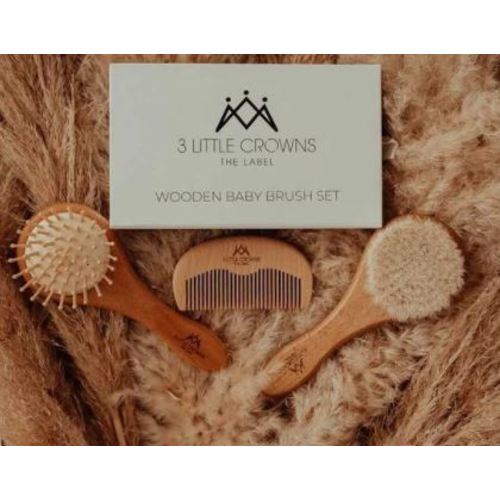 3 Little Crowns Wooden Baby Brush Set | Perth | Babyroad
