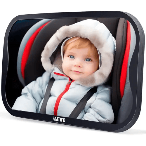Baby Car Mirror Gifts for Newborns: Ease of Installation Non-Shaking Stability Car Seat Mirror Rear Facing Shatterproof Backseat Mirror View Infant Curved Wide-angle Carseat Mirror - AMTIFO A25