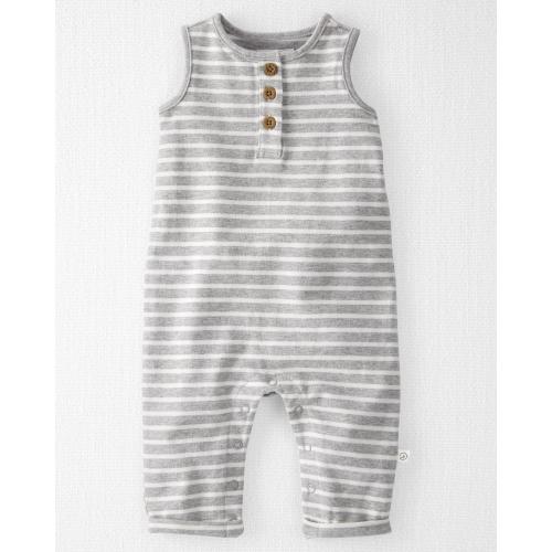Baby Organic Cotton Terry Jumpsuit - Style,Heather Gray