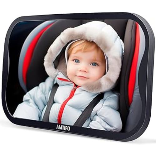 Baby Car Mirror Gifts for Newborns: Ease of Installation Non-Shaking Stability Car Seat Mirror Rear Facing Shatterproof Backseat Mirror View Infant Curved Wide-angle Carseat Mirror - AMTIFO A25