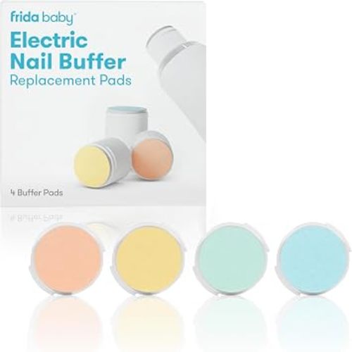Frida Baby Electric Nail Buffer, Safe Baby Nail File & Trimmer Kit, White | For Newborn & Toddler Fingernails and Toenails, 4 Buffer Pads, LED Light, Storage Case, White