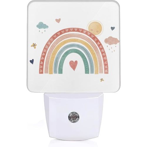 Boho Rainbow Night Light,Plug in Night Light, Dusk to Dawn Sensor Nightlights for Stairway/Hallway/Kitchen/Bedroom/Bathroom 0.5W